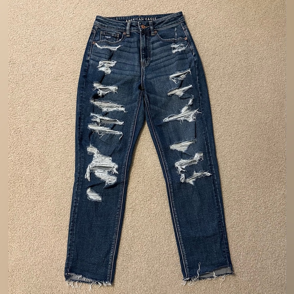 American Eagle Dark Blue Ripped Jeans